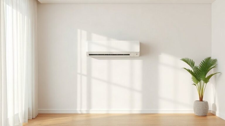 Ar condicionado Electronia TC 1069 A instalado numa sala luminosa, como referência para consultar o manual de utilização