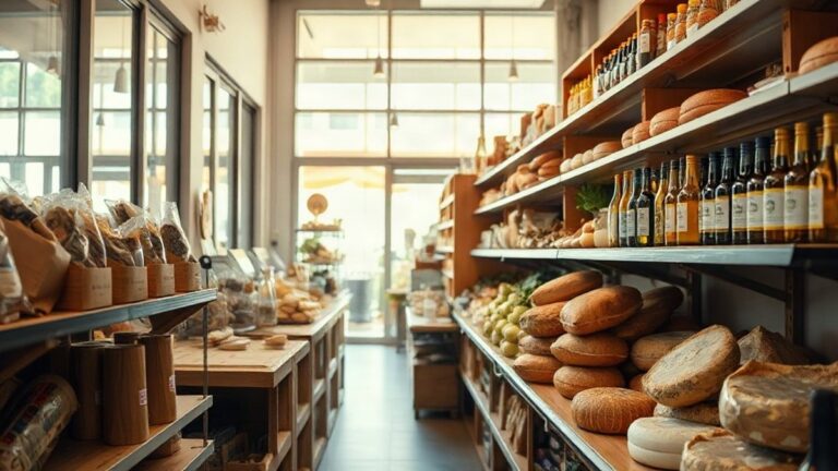 Prateleiras de produtos frescos e locais num pequeno mercado de bairro, como o Mini Mix Lisboa Arroios