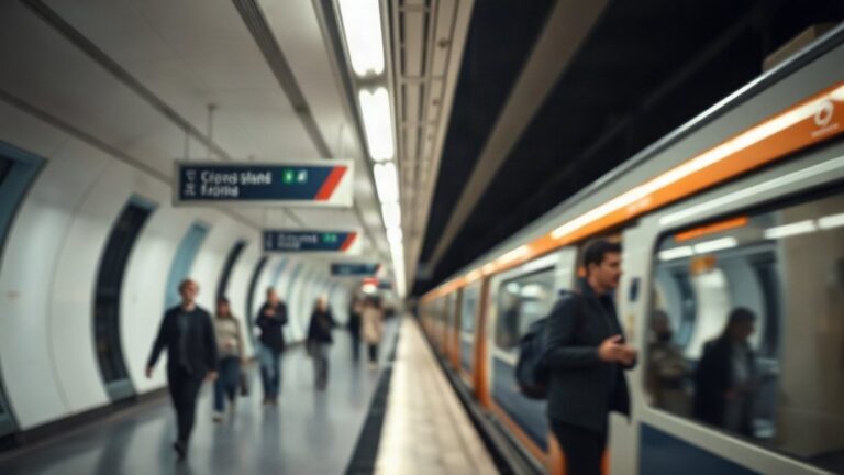 Apanhar o metro em Lisboa depois do park and ride Plataforma do metro de Lisboa com comboio a chegar