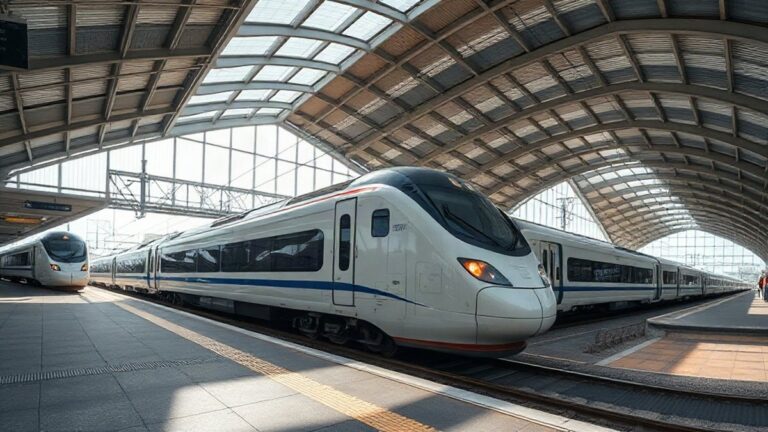Comboio moderno parado numa plataforma de estação para a ligação Lisboa Porto