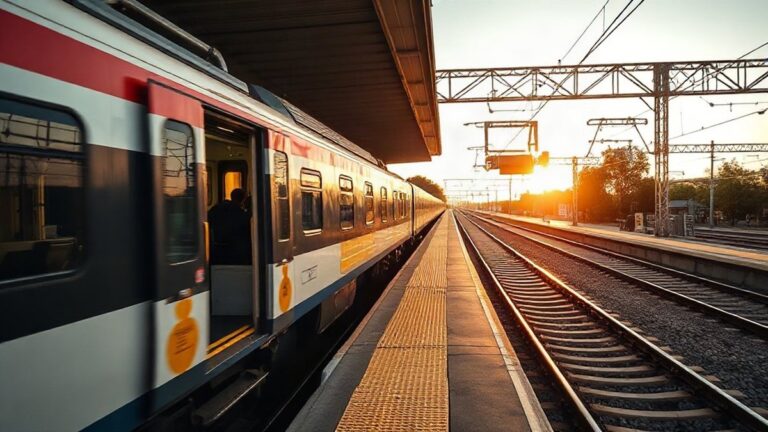 Comboio internacional à espera numa plataforma em Portugal, pronto para viagem para Espanha