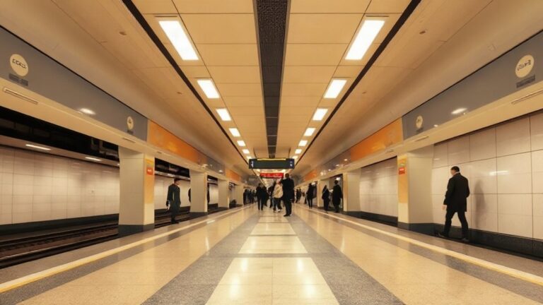 Plataforma do metro de Lisboa com comboio a chegar