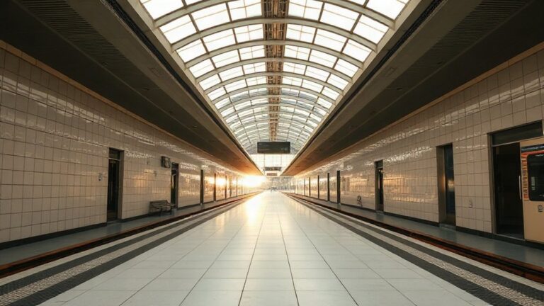 Plataforma de estação do metro de Lisboa num domingo de manhã